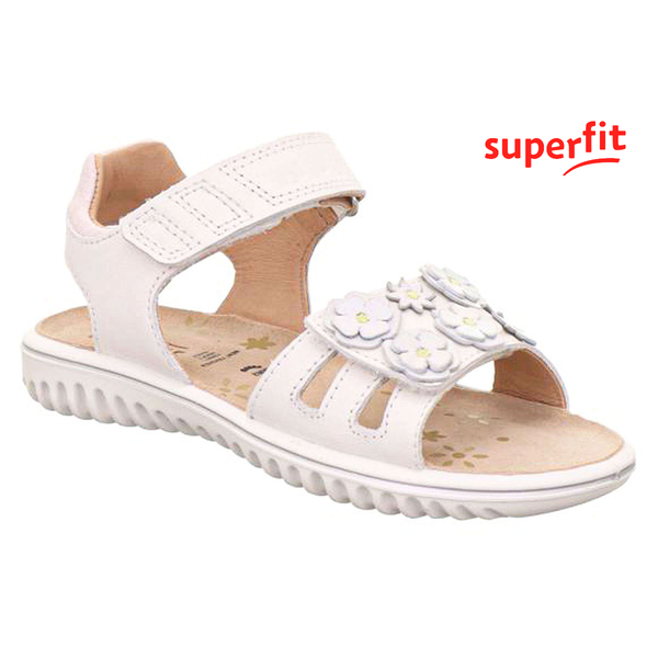 Детски сандали Superfit в бяло с релефни цветя Детски сандали Superfit в бяло с релефни цветя