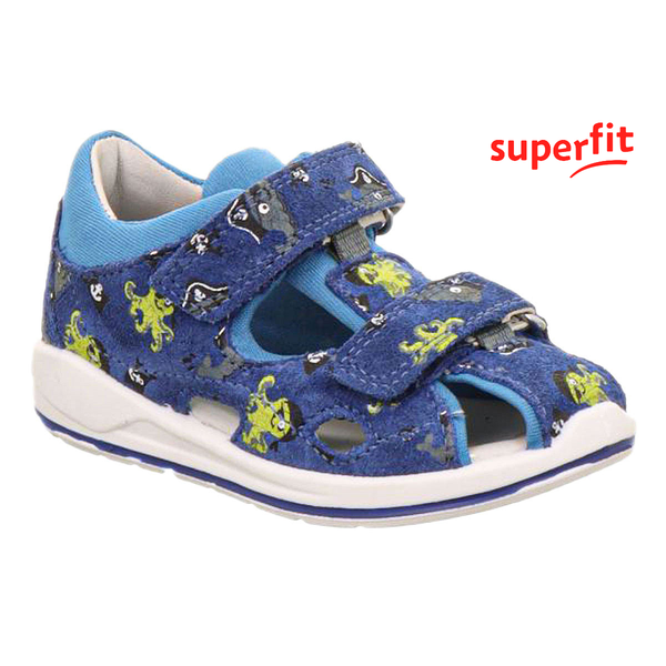 Детски сандали Superfit в синьо със зелени октоподи пирати Детски сандали Superfit в синьо със зелени октоподи пирати