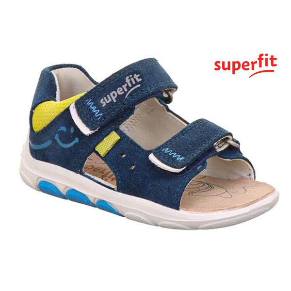 Детски сандали Superfit в тъмносиньо с жълти елементи Детски сандали Superfit в тъмносиньо с жълти елементи